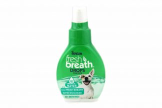 TropiClean Fresh Breath Drops helpen tegen een stinkende bek van uw hond. Een stinkende bek bij honden is een veel voorkomend probleem. Vaak duidt dit op een slechte mondhygiëne. Met Fresh Breath Drops zorgt u voor een frisse adem en gezonde tanden.
