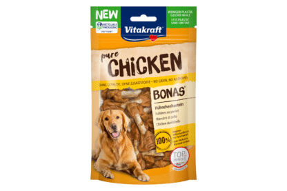 Begint jouw hond zijn bek af te likken bij het ruiken en zien van vlees? Verras je vreetzak dan met de Vitakraft Chicken Kippenhalsters. Lekkere hartige vleessnacks zonder toevoegingen.