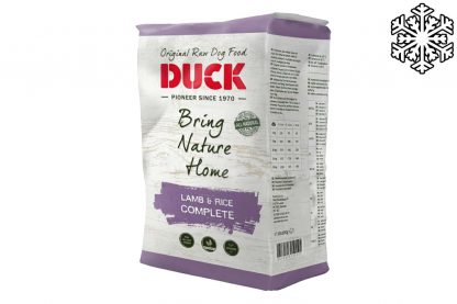 Duck Lam & Rijst graanvrij is diepvriesvoeding speciaal voor honden. Zeer geschikt voor onder andere te magere honden, maar ook voor honden met een intolerantie voor mais, tarwe of rund.