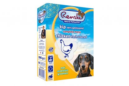 Renske Kip is een gestoomde Vers Vlees Maaltijd, voor jonge en volwassen honden van alle rassen vanaf 9 weken.