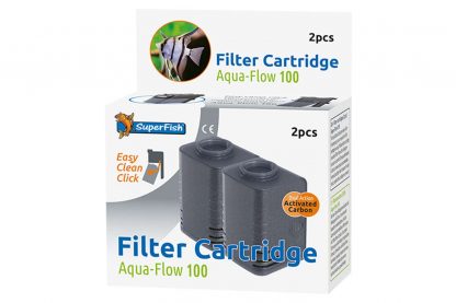 De Superfish Aqua Flow Easy Click Cartridge is een standaard vervangbare Filter Cartridge voor de Aqua-Flow filter. Bovendien bevat deze cassette filterschuim met open structuur en Actieve Kool, dat organisch vuil, chemicaliën en kleurstoffen uit het water verwijdert.