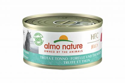 Almo Nature HFC Jelly - forel en tonijn is een heerlijke natvoeding volgens het bekende en traditionele receptuur van Almo Nature.