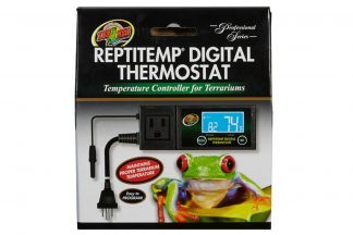 De ZooMed ReptiTemp Digital Thermostat is een betrouwbare thermostaat die de temperatuur van het verblijf meet en regelt door de warmte-apparatuur aan of uit te schakelen.