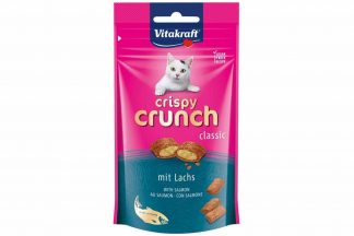 De Vitakraft Crispy Crunch zalm zijn lekkere zachte kussentjes met een heerlijke crèmevulling. De Vitakraft Crispy Crunch zijn een absoluut hoogtepunt voor uw kat! Het is een verrassende lekkernij met knapperige kussentjes.