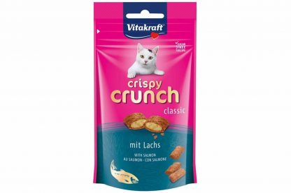 De Vitakraft Crispy Crunch zalm zijn lekkere zachte kussentjes met een heerlijke crèmevulling. De Vitakraft Crispy Crunch zijn een absoluut hoogtepunt voor uw kat! Het is een verrassende lekkernij met knapperige kussentjes.