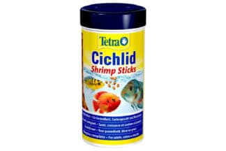 Tetra Cichlid Shrimp Sticks zijn een evenwichtig en gezond hoofdvoeder voor alle vleesetende Cichliden, met hoog gehalte garnalen. De voeding heeft een hoog gehalte van 55% aan gevriesdroogde garnalen. Het bevordert het welzijn, de natuurlijke kleurenpracht en de groei.