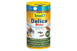 Tetra Delica Menu is een hoofdvoer voor een gevarieerde en smakelijke voeding. Elk vakje bevat een smaakvariant met de volledige voedingswaarde van vlokken, verrijkt met natuurlijk voedsel in de vorm van pekelkreeftjes, krill, vlokkreeftjes en watervlooien.