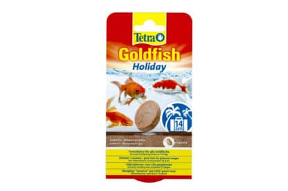 Tetra Goldfish Holiday is een vakantievoeder voor alle koudwatervissen. De voeding vertroebelt en belast het water niet. Tevens is het makkelijk te doseren. Een gezonde voeding voor maximaal 14 dagen.