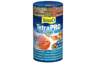 TetraPro Multi-Crisps Menu is premium gemengd hoofdvoer met een uitstekende voedingswaarde dankzij de zorgvuldige bereiding onder lage verhitting. Vier verschillende multi-crisps zorgen voor een gevarieerde voeding. Efficiënte voedselopname voor minimale watervervuiling.