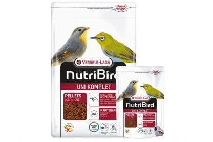 NutriBird Uni Komplet is een uitgebalanceerd volledig onderhouds- en kweekvoeder voor kleine vruchten- en insectenetende vogels.