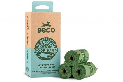 De Beco Bags mint zijn biologisch afbreekbare poepzakjes met een mint geur. Deze zakjes zijn geschikt voor de meeste dispensers. Deze milieuvriendelijke oplossing draagt bij aan een gezond ecosysteem. Deze zakjes breken snel af en laten geen schadelijke stoffen achter.