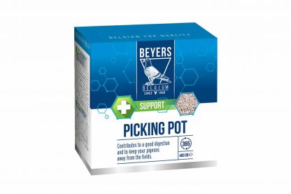 De Beyers Pikpot is een mineraalmengsel voor duiven in een handig potje. Uitsluitend gemaakt van natuurlijke grondstoffen, waardoor het de noodzakelijke  mineralen, sporenelementen en zouten voor duiven bevat.