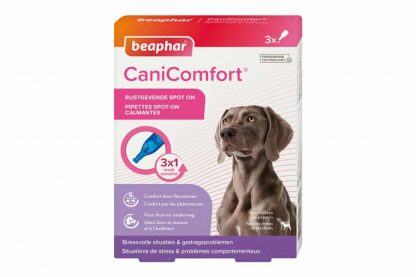 De Beaphar Beaphar CaniComfort Spot On is ideaal om uw hond gerust te stellen op stressvolle momenten. Makkelijk in gebruik, doordat de pipet eenvoudig is toe te dienen. De feromonen geven de hond zowel thuis als onderweg een rustig gevoel.