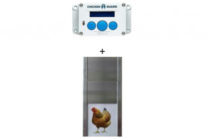 De ChickenGuard Premium met aluminium deur sluit het nachthok van de kippen automatisch. Het is de ideale bescherming voor uw pluimvee omdat de ChickenGuard in te schakelen is op tijd en licht, daardoor kunt u uw pluimvee beschermen tegen roofdieren.