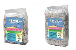 Het Ekoo Exotic Colours & Festival nestmateriaal is een veilig, comfortabel en opwindend product in de kleuren geel, blauw, roze en groen.