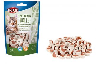 De Trixie Premio Fish Chicken Rolls zijn heerlijke glutenvrije snacks voor uw hond. Deze lekkere snacks zijn rijk aan proteïnen en komen in een handige hersluitbare zak.