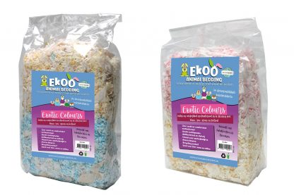 Het Ekoo Exotic Colours & Teabags nestmateriaal is een zacht, veilig en comfortabel product. Dit nestmateriaal is gemaakt babykleertjes (90%) en theezakjes (10%) en het is zacht en comfortabel nestmateriaal voor knaagdieren.