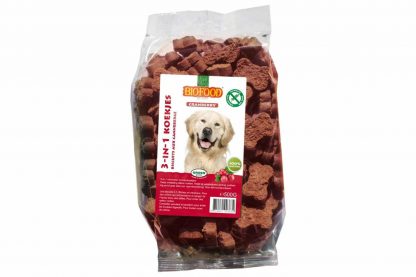 Biofood 3-in-1 hondenkoekjes zijn gezonde en smaakvolle mineralenkoekjes voor honden met een ontlasting- of diarreeprobleem en/of mineralentekort, waardoor deze gras of ontlasting eten.