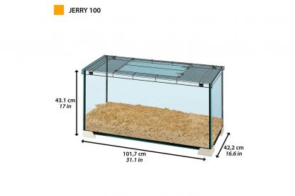 De Ferplast Jerry is een glazen verblijf voor uw rat, muis of hamster. De bovenzijde is voorzien van een grote deur, waardoor u gemakkelijk uw dier in en uit het verblijf kan halen.
