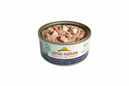 Almo Nature HFC - tonijn met kip en ham is een heerlijke natvoeding volgens het bekende en traditionele receptuur van Almo Nature.