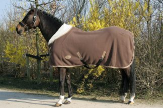 De Harry's Horse Teddyfleece deken is voorzien van een dubbel borstsluiting en afneembare, deels elastische bilkoorden. Deze warme deken heeft een halve hals die teruggeslagen kan worden, zodat deze comfortabel draagt.