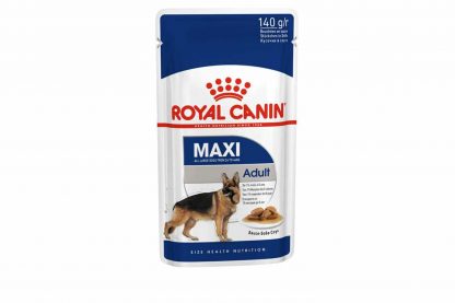 Royal Canin Maxi Adult Wet is natvoeding voor grote honden vanaf 15 maanden tot 8 jaar met een volwassen gewicht van 25 tot 45 kilo. Met de Maxi Adult Wet natvoeding krijgt je hond precies wat nodig is om gezond te blijven.