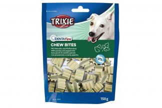 De Trixie Denta Fun Chew Bites zijn een lekkere snack voor je hond. Daarnaast ondersteunen deze kauwsnoepjes de gebitsverzorging en zorgt het voor een frisse adem. Beschermt de tanden en het tandvlees van je hond tegen tandsteen en tandplak.