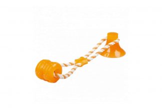Duvo+ Playtime Tug "N Chew toy is een sterk rubberen speeltje, waar de hond urenlang mee bezig kan zijn. De stevige zuignap kun je op elke egale ondergrond plaatsen en daarna is het speeltje klaar voor gebruik.
