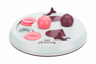 Het Trixie kattendenkspel Flip Board is voorzien van twee kegels en kommetjes met klap- en schuifdeksels. Daag jouw kat mentaal uit met slimme bordspellen!