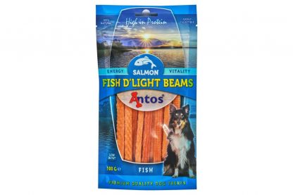 De Antos Fish D'light Beams is een heerlijke hartige hondensnack! De gezonde traktatie is suikervrij en daardoor zeer geschikt om te geven als een tussendoortje. Daarnaast zijn de repen zacht en ook geschikt voor pups.