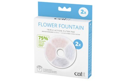 De CatIt Drinkfontein Flower Fontain vervangfilter zorgt ervoor dat katten blijven genieten van schoon stromend water. De verpakking bevat twee filters. Het is raadzaam om circa elke drie weken de filter te vervangen voor behoud van het waterkwaliteit.