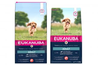 Eukanuba Adult Small Medium Salmon & Barley is droge hondenvoeding voor alle volwassen rassen. Eukanuba droogvoer in brokvorm is rijk aan zalm en gerst en daarnaast perfect voor volwassen honden van kleine en middelgrote rassen.