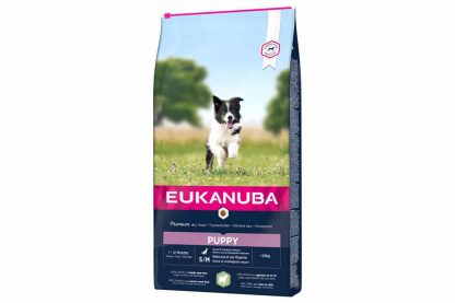 Eukanuba Puppy Small Medium Lam & Rijst is een droogvoer in brokvorm en rijk aan lam en rijst. Perfect voor opgroeiende pups van kleine en middelgrote rassen met een leeftijd van 1 tot 12 maanden.