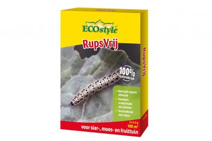 ECOstyle Rupsvrij is een biologische spuitvloeistof met micro-organismen als natuurlijke werkzame stof. Perfect voor planten in de sier-, moes- of fruittuin. Bestrijd onder andere de buxusrups, de kleine wintervlinder en het koolwitje.