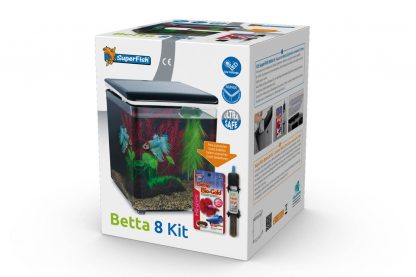 Het Superfish Betta 8 kit aquarium is een blikvanger in elke ruimte, van woonkamer of keuken tot in het kantoor. Deze plug-and-play aquaria zijn tevens gemakkelijk te installeren en te onderhouden. Het aquarium is voorzien van een geïntegreerde filter en pomp.
