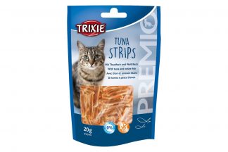 De Trixie Premio Tuna Strips hebben een visgehalte van 90% en zijn daardoor zeer smakelijk voor katten! Daarnaast bevat de snack geen suiker en is daardoor zeer geschikt als tussendoortje.
