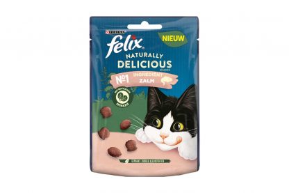 De Felix Naturally Delicious kattensnack is gemaakt van hoogwaardige ingrediënten en zijn daardoor extra lekker. De snack bevat geen kleurstoffen, waardoor jij jouw kat verantwoord een tussendoortje geeft. De snack bevat eiwitten, vitamines en omega-6 vetzuren om de gezondheid van katten te ondersteunen