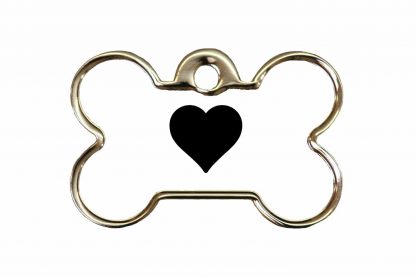 Hondenpenning kluifje met hart is ideaal om aan de halsband of tuig te bevestigen. Wij graveren gratis jouw gegevens op de penning.
