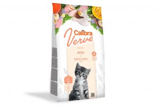 Calibra Cat Verve GF Kitten Chicken & Turkey is een complete droogvoeding voor kittens en bevat alleen de beste ingrediënten. Dankzij de natuurlijke samenstelling is Calibra Cat Verve licht verteerbaar voor katten. De brokjes zijn krokant en luchtig.