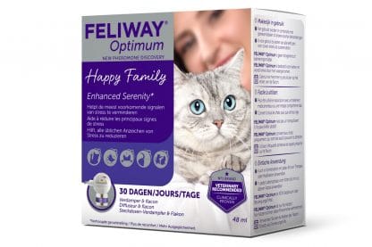 De Feliway Optimum verdamper bevat de beste kattenformaten die stress bij katten tegengaat en ze helpt om te kalmeren.