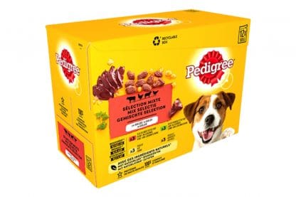 De Pedigree Multipack pouch adult in gelei bevat natvoeding in gelei voor volwassen honden. De natvoeding is een volledige maaltijd.