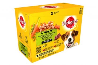 De Pedigree Multipack pouch adult in saus bevat natvoeding in saus voor volwassen honden. De natvoeding is een volledige maaltijd.