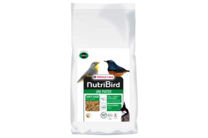 Nutribird Uni Patee is een volledig voeder voor vruchten- en insectenetende vogels, met hoge voedingswaarde en smakelijkheid.