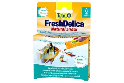 Tetra FreshDelica Krill gelvoer is de perfecte snack voor tussendoor en zorgt voor veel interactie en voederplezier met de vissen. De voedingsstofrijke gel is niet alleen gezond natuurlijk voedsel voor alle siervissen, maar maakt ook een heel nieuwe manier van interactie met de vissen mogelijk.