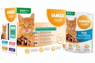 Iams Delights Multipack Land & Sea collection in gelei is een 100% volledig en uitgebalanceerd premium diervoeder voor volwassen katten.