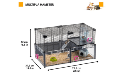 Ferplast Multipla Hamster is een speciaal voor hamsters en muizen ontwikkelde leef kooi. Het biedt een leefruimte die bovendien van alle gemakken is voorzien en een breed scala aan aanpassingsmogelijkheden.