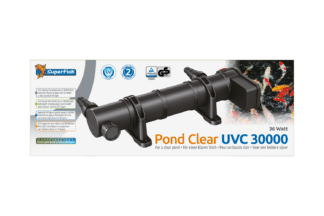 De Pond Clear UVC 30000 bestrijdt zweefalgen en zorgt voor een heldere vijver in 14 dagen. De Pond Clear UVC 30000 is geschikt voor combi-vijvers tot 30.000 liter.