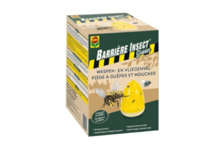 De Compo Barriere Insect wespen & vliegenval val inclusief lokstof is een herbruikbare val voor het vangen van  wespen en vliegen. Deze val trekt geen honingbijen aan. Het westenvloeistof is meegeleverd. 