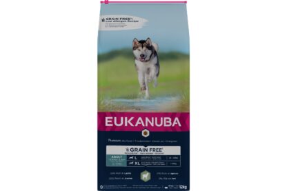 Eukanuba Grain Free Adult Large Lam bestaat uit een recept met weinig allergenen. Zorgvuldig samengesteld om de algemene allergenen te vermijden. Zorgt voor een gezonde spijsvertering, gezonde botten en gewrichten en vetvrije spieren.