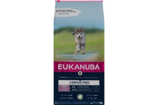 Eukanuba Grain Free Puppy/Junior Large Lam bestaat uit een recept met weinig allergenen. Op maat gemaakt voor puppy's van kleine tot middelgrote rassen en bevat het DHA, waardoor puppy's goed kunnen leren en beter trainbaar zijn. Zorgt voor een gezonde spijsvertering, gezonde botten en gewrichten en vetvrije spieren.
